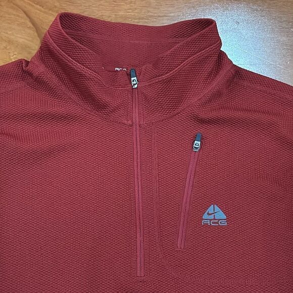 Nike Men’s ACG Pullover Burgundy Quarter Zip Dri Fit Performance size XL - Picture 2 of 8